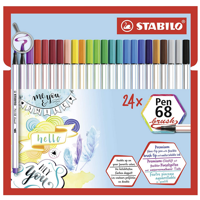 Stylo-feutre Pen 68 Brush STABILO Lot de 24 (Etui en carton)