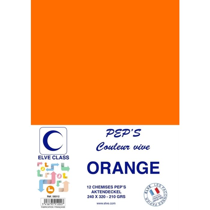 Chemise pour dossier A4 - Orange ELVE Pep's Lot de 12