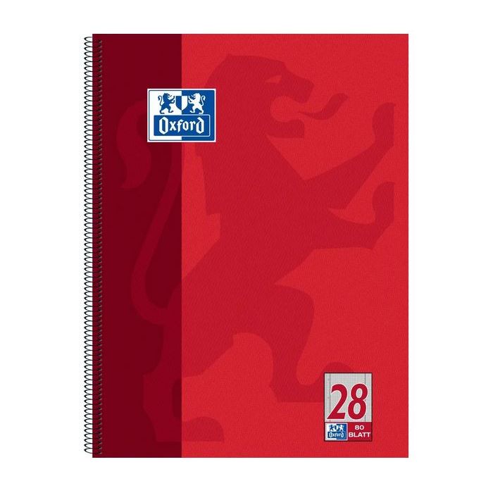 Cahier à spirale format A4+ 160 pages quadrillées - Rouge OXFORD