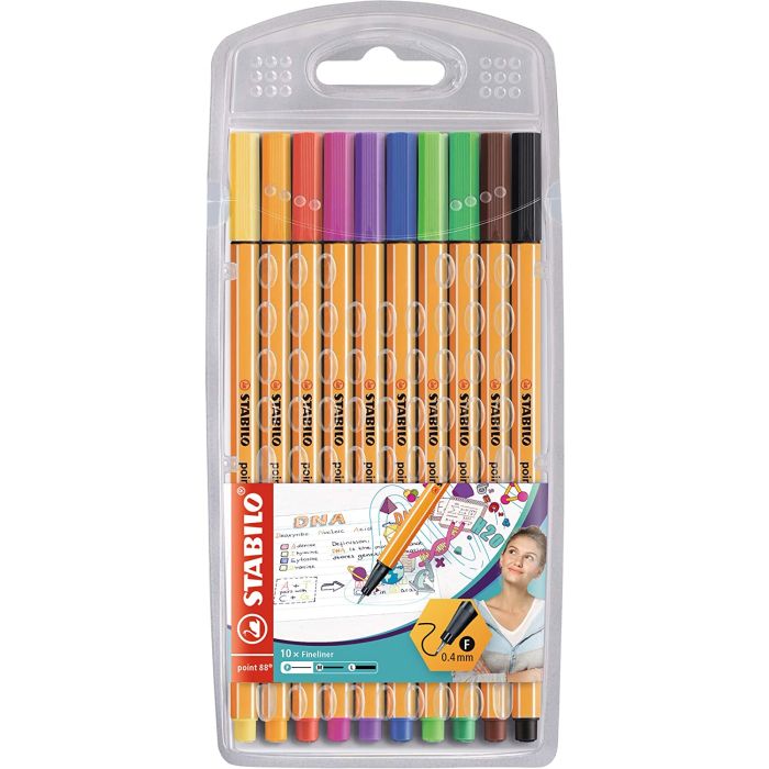 STABILO Lot de 10 stylos-feutres - Fineliner point 88 (Dessin et écriture)