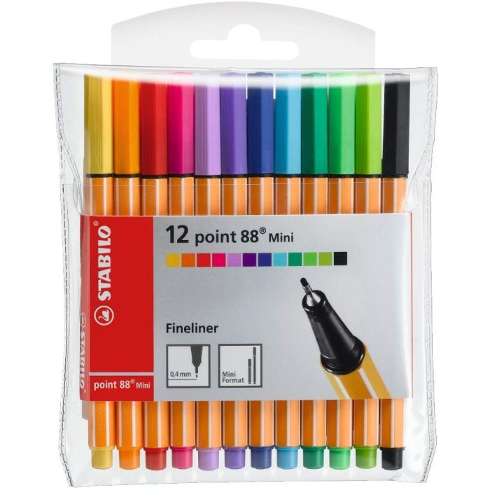 STABILO Lot de 12 stylos-feutres - Fineliner point 88 Mini