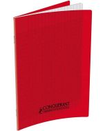 Cahier d'écolier 48 pages Grands carreaux - 170 x 220 mm - Polypro Rouge CONQUERANT