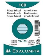 Fiches Bristol lignées sous film - 74 x 105 mm - Bleu EXACOMPTA Lot de 100
