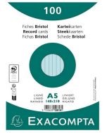 Fiches Bristol lignées sous film - 148 x 210 mm - Bleu EXACOMPTA Lot de 100