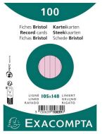Fiches Bristol lignées sous film - 105 x 148 mm - Rose EXACOMPTA Lot de 100