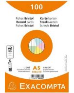 Fiches Bristol lignées sous film - 148 x 210 mm - Vert EXACOMPTA Lot de 100
