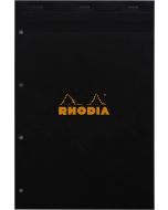 Bloc-Notes Quadrillé et perforé - 210 x 318 mm A4+ : RHODIA 20 Couverture Noire Visuel