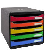 Module de rangement 5 tiroirs - Big Box Plus - Noir/Arlequin Glossy EXACOMPTA Glossy