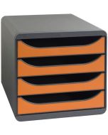 310788D EXACOMPTA : Caisson à 4 tiroirs - Big Box - Gris Noir/Tangerines 