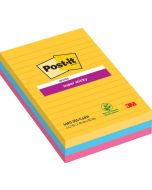 POST-IT Bloc-note adhésif ligné - Assortiment - 101 x 152 mm Super Sticky Lot de 3