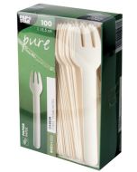 Fourchettes jetables en bois ciré - 160 mm NATURE STAR Lot de 100