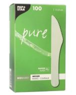 Couteaux jetables en papier - 158 mm - Blanc PAP STAR Pure Lot de 100