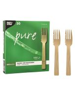 Fourchettes à gâteau jetables en bois PAP STAR Pure Lot de 50