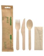Photo Kit de couverts jetables en bois NATURE STAR Double