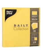 Serviette de table Cocktail 24 x 24 cm - Jaune PAP STAR