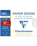 Pochette à dessin - 15 feuilles de papier blanc à grain - 96177C Clairefontaine