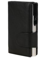 Porte-monnaie avec porte-cartes RFID - Cuir Nappa Noir / Argent CLICKSAFE