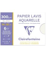 Papier à dessin - 240 x 320 mm - 6 feuilles de 300 g CLAIREFONTAINE Lavis Aquarelle