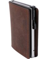 Porte-monnaie avec porte-cartes RFID - Cuir Nappa Marron CLICKSAFE SLIM