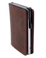 Portefeuille avec porte-cartes RFID - Cuir Nappa Marron CLICKSAFE SLIM
