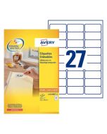 AVERY Étiquettes amovibles 63,5 x 29,6 mm L4737REV-25
