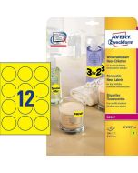 Étiquettes amovibles rondes - Jaune fluo - 63,5 mm : AVERY Lot de300 Photo