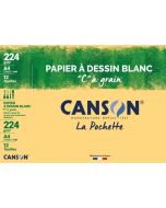 Pochette de 12 feuilles de Papier à dessin C à grain 224 g - Blanc - A4 : CANSON Visuel