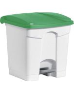 Photo Poubelle à pédale avec couvercle - 30 litres - Blanc/Vert : HELIT H2402051