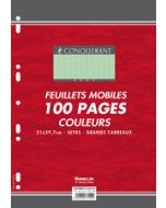 Photo CONQUERANT SEPT : Lot de 100 pages - Feuillets mobiles Séyès - Vert - 210 x 297 mm