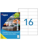 Photo Etiquettes adhésives amovibles - 105 x 37 mm - Blanc AGIPA