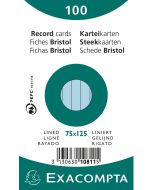 Photo Fiches Bristol lignées - 75 x 125 mm - Bleu Azur EXACOMPTA 10811X