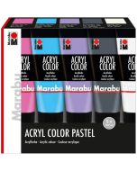 Photo Lot de 5 tubes de peinture acrylique - Assortiment MARABU AcrylColor Pastel