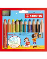 Photo 880/10 STABILO : Étui de 10 crayons Woody 3 en 1 - Assortiment