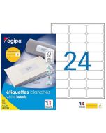 Étiquettes adhésives blanches 63,5 x 33,9 mm AGIPA