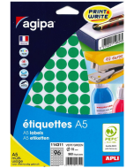 Photo Pastilles adhésives 15 mm - Vert AGIPA  Étiquettes de signalisation