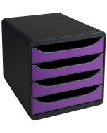 Photo Caisson à 4 tiroirs - Big Box - Gris Noir/Violet EXACOMPTA Iderama