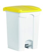 Photo Poubelle à pédale avec couvercle - 45 litres - Blanc/Jaune : HELIT H2402118