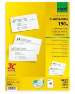 Photo SIGEL LP790 : Lot de 100 cartes de visite 3C extra blanches - 190 g - Exemple