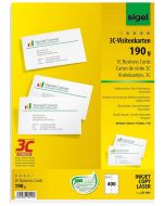 Photo SIGEL LP791 : Lot de 400 cartes de visite 3C extra blanches - 190 g