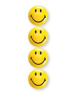 Photo Lot de 4 Aimants SMILEY 40 mm - Jaune et Noir : MAGNETOPLAN 16673