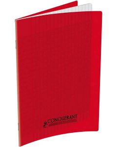 Cahier d'écolier 48 pages Grands carreaux - 170 x 220 mm - Polypro Rouge CONQUERANT