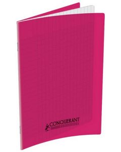 Cahier d'écolier 96 pages Grands carreaux - 170 x 220 mm - Polypro Rose : CONQUERANT Visuel