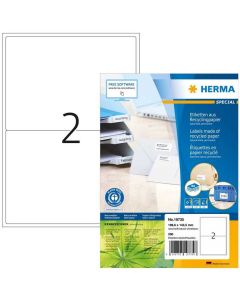 Étiquettes adhésives recyclées - 199,6 x 143,5 mm Blanc HERMA Lot de 160
