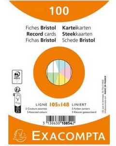 Fiches Bristol lignées sous film - 105 x 148 mm - Assortiment EXACOMPTA Lot de 100