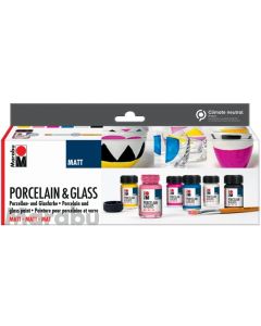 Peinture pour porcelaine - 15 ml - Assortiment MARABU Porcelain et Glass Glossy Lot de 6