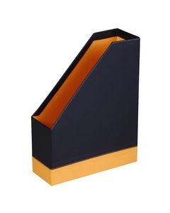 Porte-revues en simili cuir - Dos de 95 mm - Noir/Orange RHODIA
