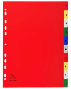 Jeu de 10 Intercalaires numériques en PP - Assortiment - 1 à 10 - 225 x 297 mm EXACOMPTA Visuel