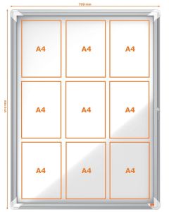 Vitrine Extérieur 9 feuilles A4 - Surface magnétique NOBO image affichage