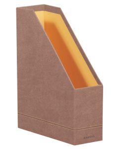 Porte-revues en simili cuir - Dos de 95 mm - Noir/Orange RHODIA