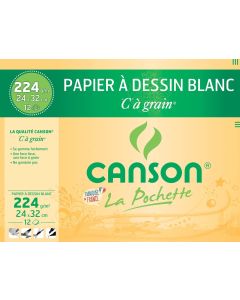 Pochette de 12 feuilles de Papier à dessin C à grain 224 g - Blanc - A4 : CANSON Visuel